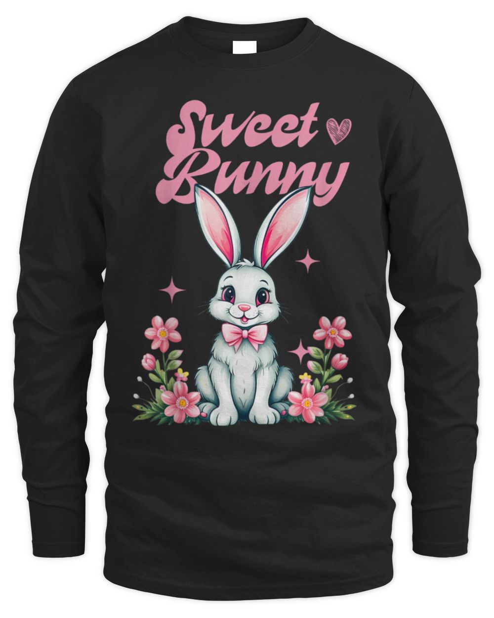 Sweet Bunny Graphic T-Shirt Men's Long Sleeved T-Shirt black s