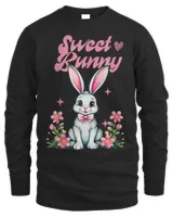 Sweet Bunny Graphic T-Shirt Men's Long Sleeved T-Shirt black s